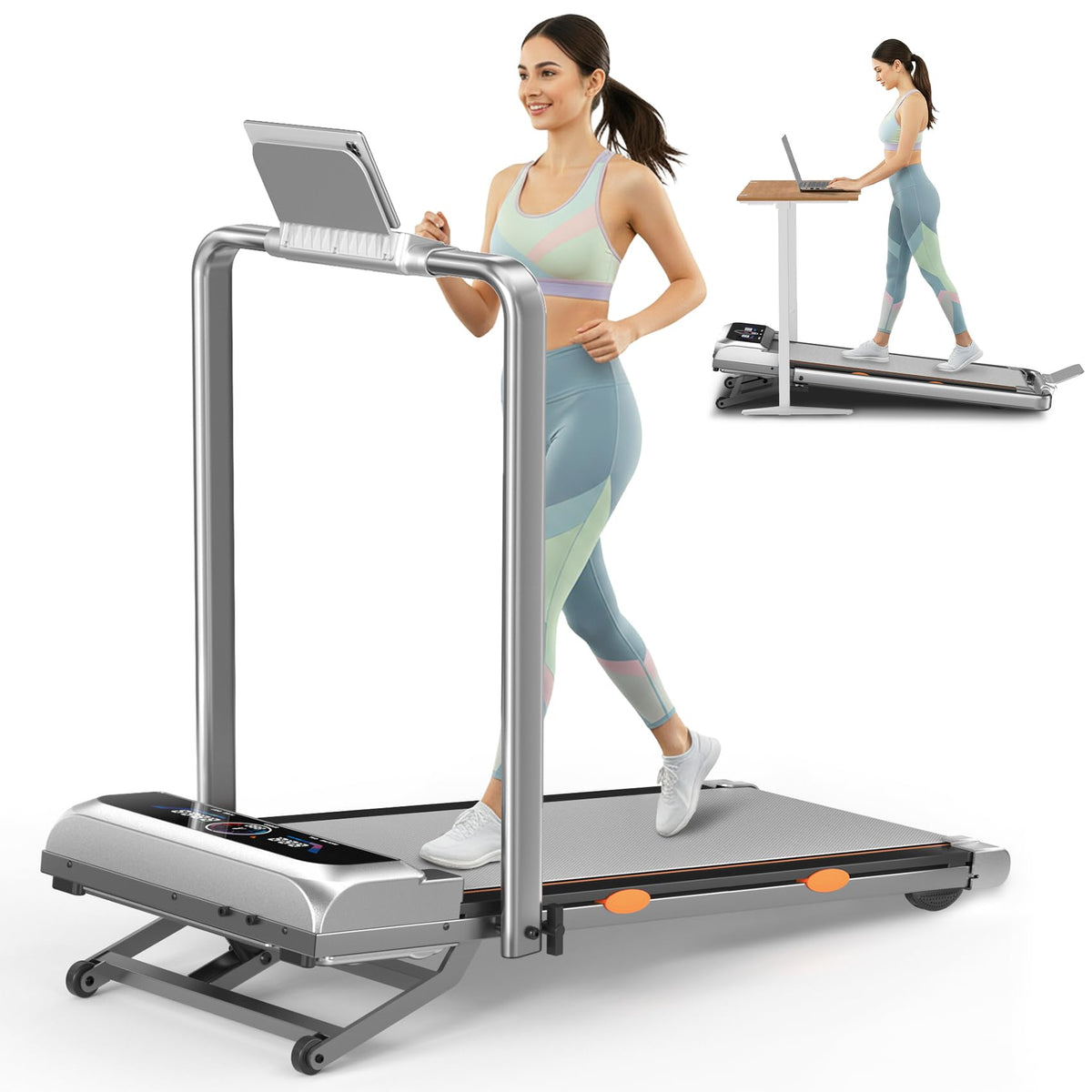 Walking Pad with 15% 12-Level Auto Incline & Handle Bar, 450 lbs Capacity UI Screen, Rayspace 3.5HP Quiet Under Desk Treadmill, Speaker, APP & Remote Control, Treadmills for Home Hiking