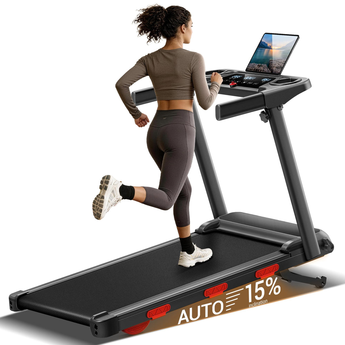 LONTEK 15% Auto Incline Treadmills for Home Up to 400LBS Capacity