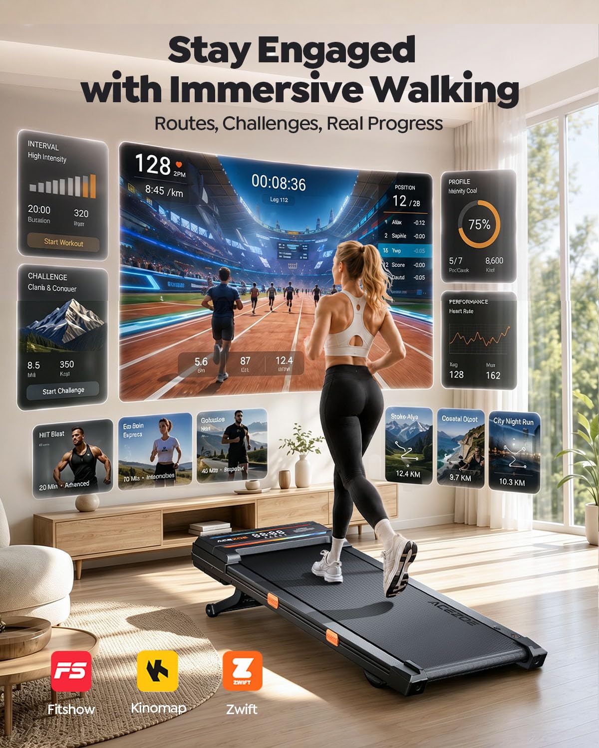 Walking Pad Treadmill with 15% Auto Incline, Under Desk Treadmill for Home with 300lbs Weight Capacity, 3.0HP Quiet Walking Pad Small Space & Office with Speaker, APP, Remote Control