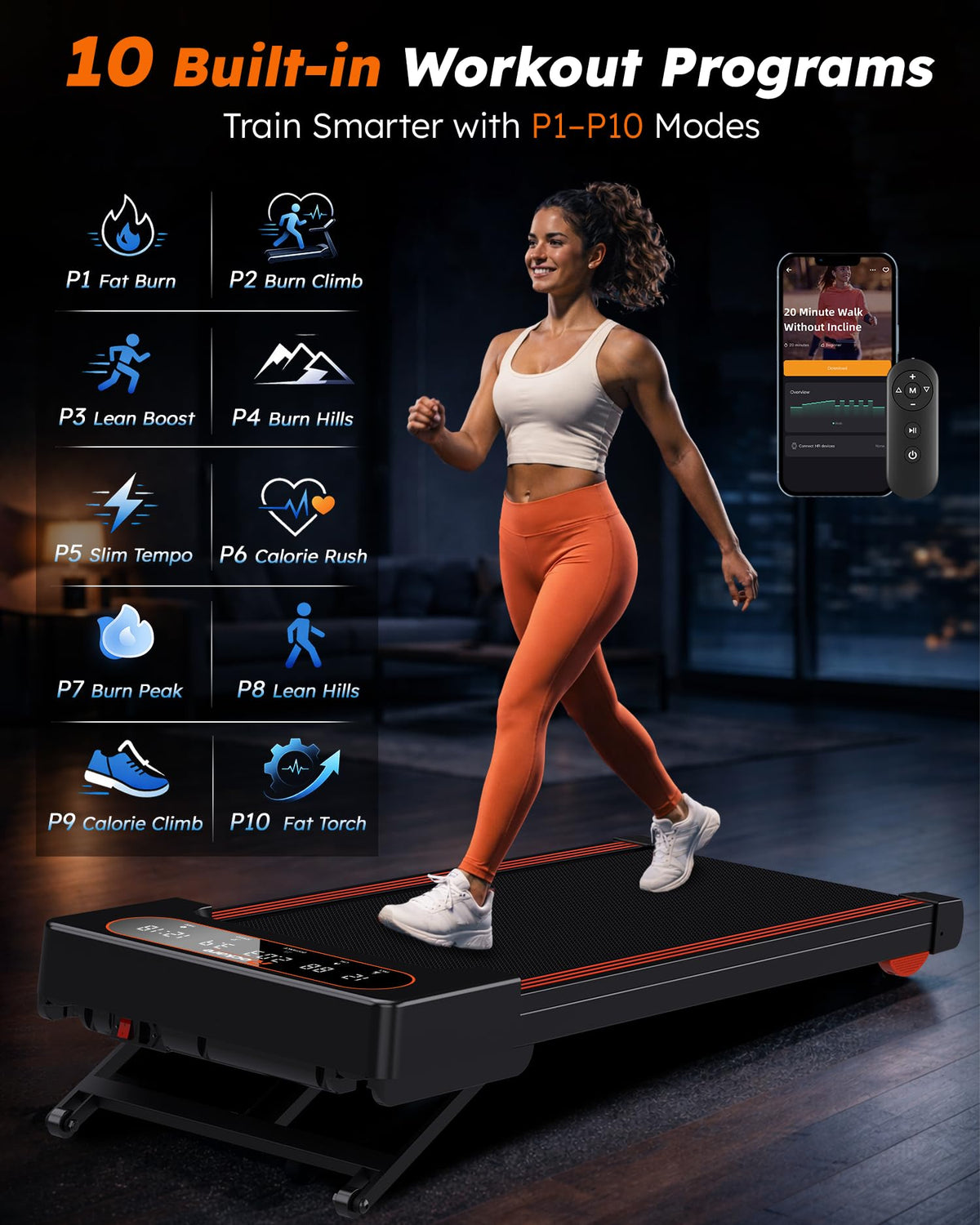 Walking Pad Treadmill with Auto Incline 12%-12Level, Quiet BLDC EvoDrive