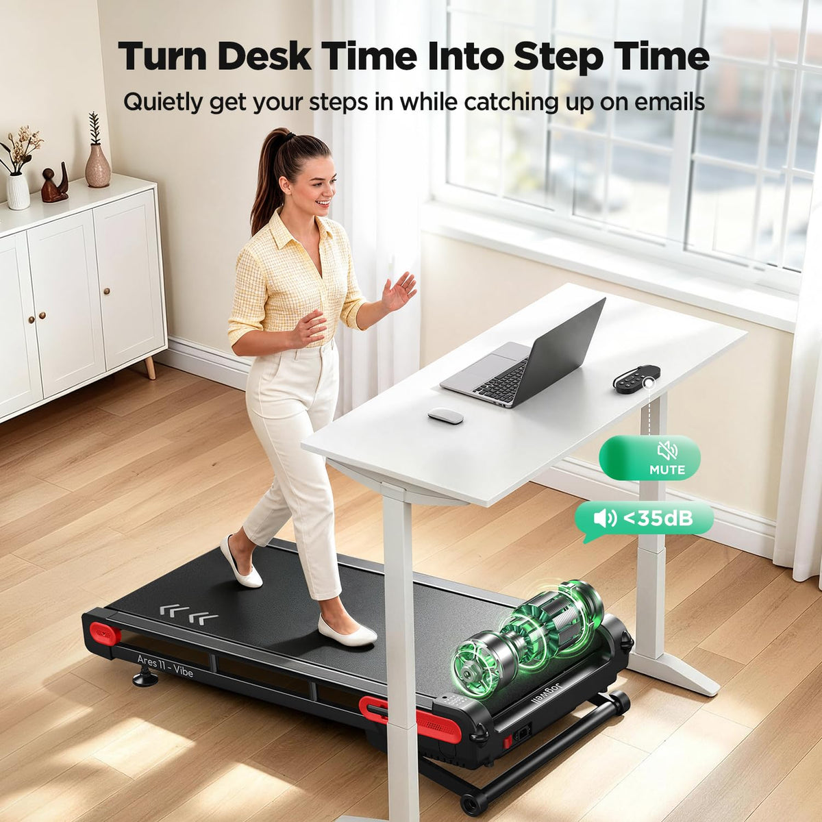 Jogwell Walking Pad with 15% Auto Incline, Full-Deck Design