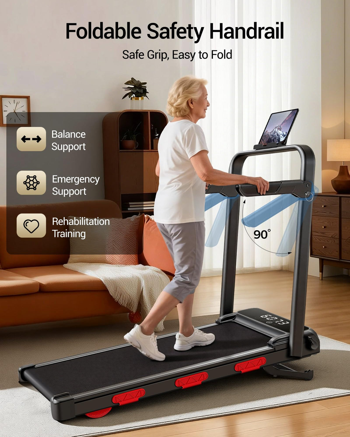 17% Auto Incline Walking Pad with 43″High Armrests