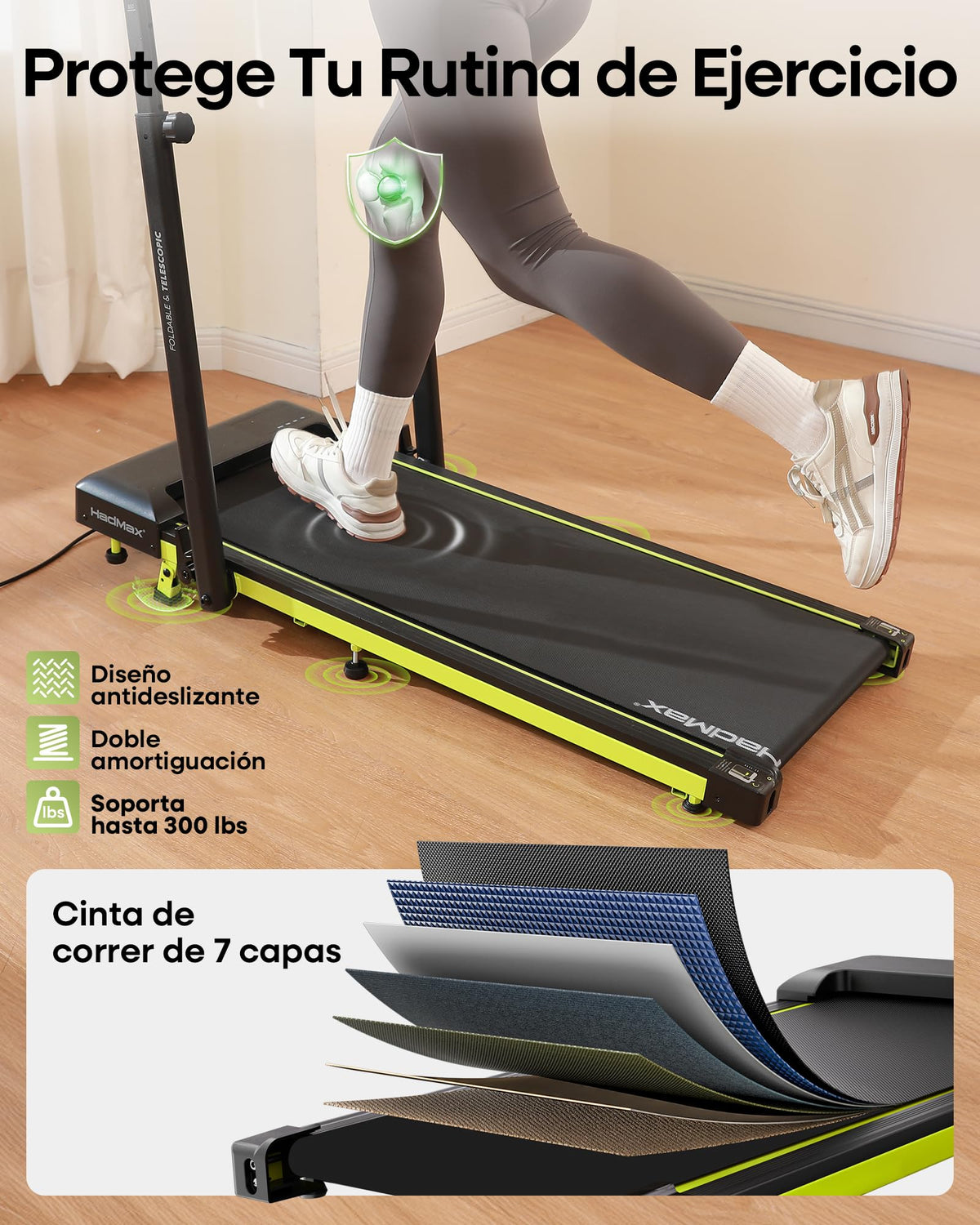 HADMAX Walking Pad Treadmill with Incline and Height Adjustable Handle Bar