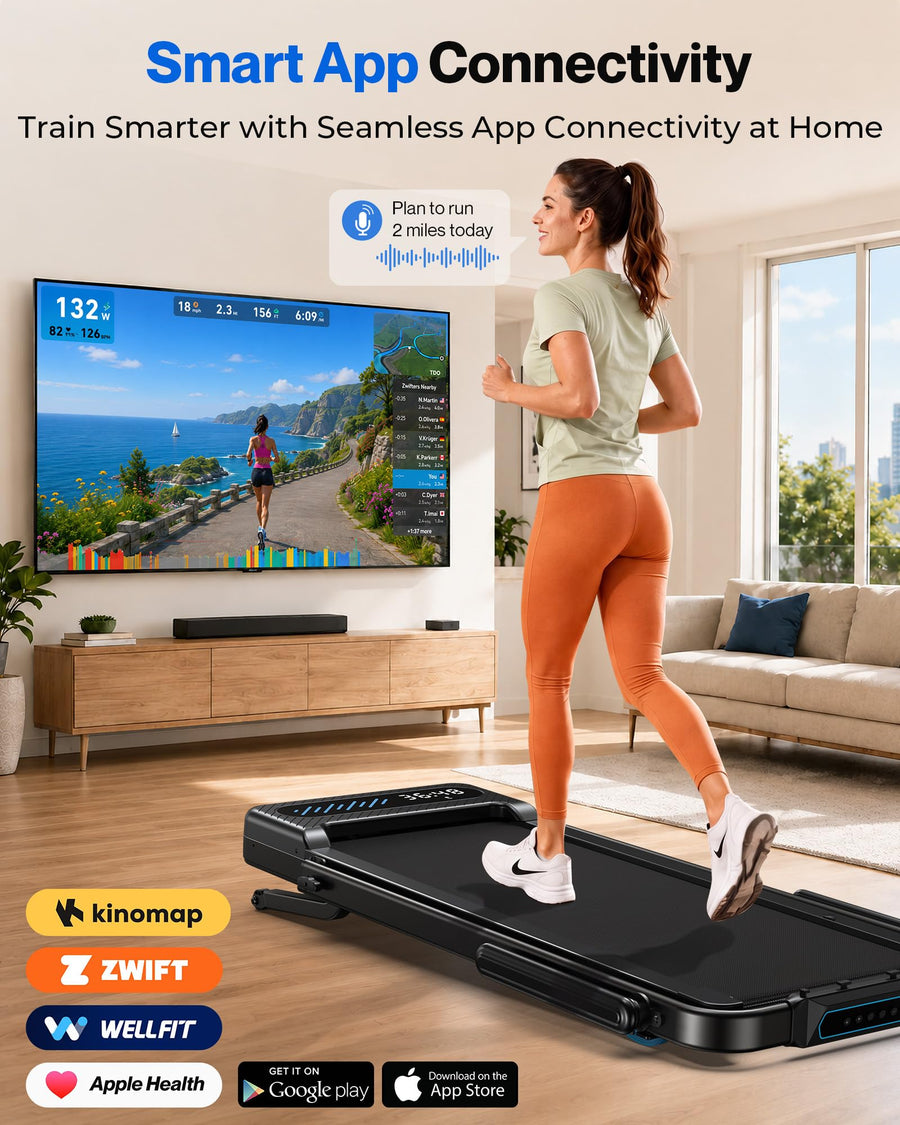 WELLFIT Walking Pad with 12% Auto Incline & Handle Bar, Foldable Treadmill