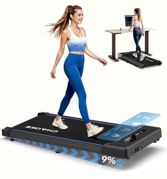CHAOKE Walking Pad Treadmill for Home, 6.2MPH Under Desk Walking Pad with 9% Incline for Office Small Spaces, 2.75HP Quiet Running Machines, Remote Control, 330LBS Capacity, 12 HIIT Programs