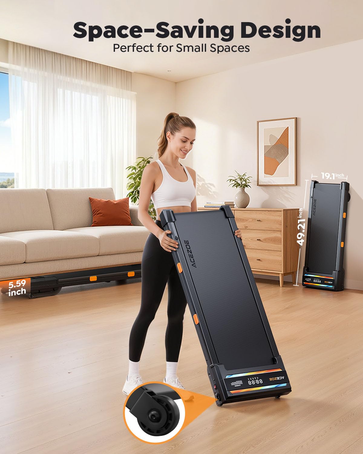 Walking Pad Treadmill with 15% Auto Incline, Under Desk Treadmill for Home with 300lbs Weight Capacity, 3.0HP Quiet Walking Pad Small Space & Office with Speaker, APP, Remote Control