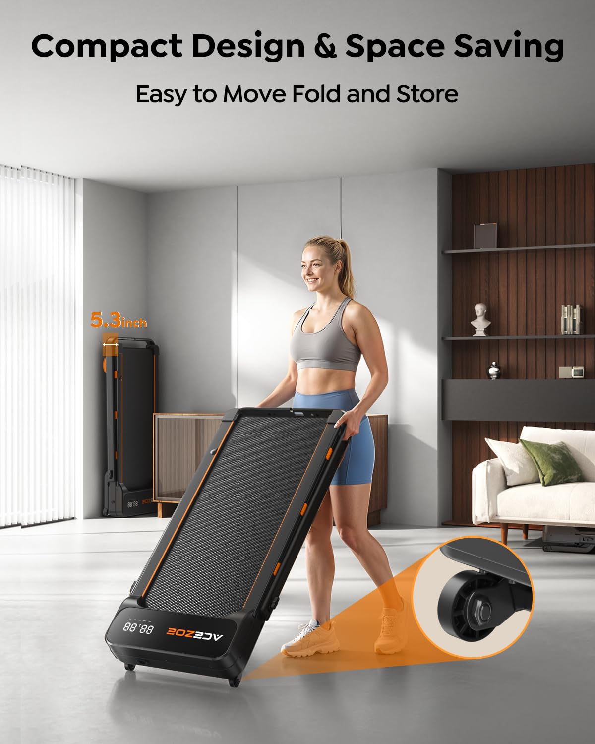 Folding Treadmill with 15% AUTO Incline and Handle Bar for Home Exercise