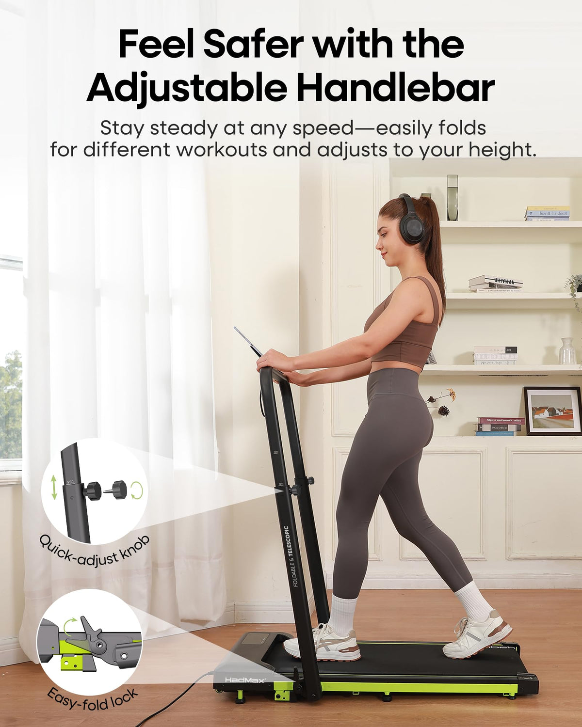 HADMAX Walking Pad Treadmill with Incline and Height Adjustable Handle Bar