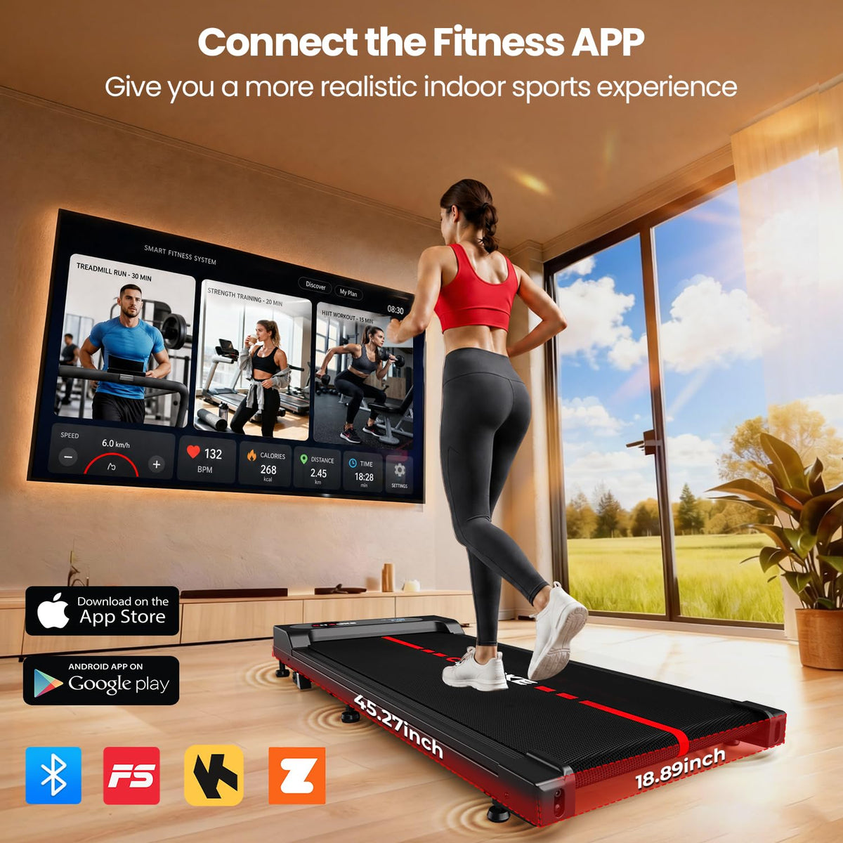 Walking Pad Treadmill for Home, Built-in Speaker, 6.2MPH Under Desk Walking Pad with 10% Incline, 2.75HP Portable Walking Pad with APP, 330LBS Capacity, Remote Control, 12 HIIT Programs