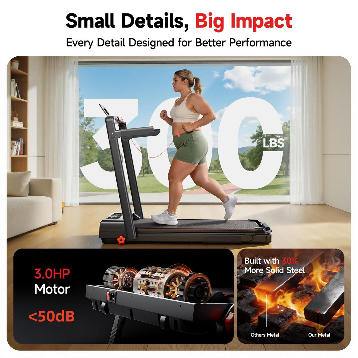 RHYTHM FUN Treadmill with Incline, Under Desk Walking Pad with Handle Bar