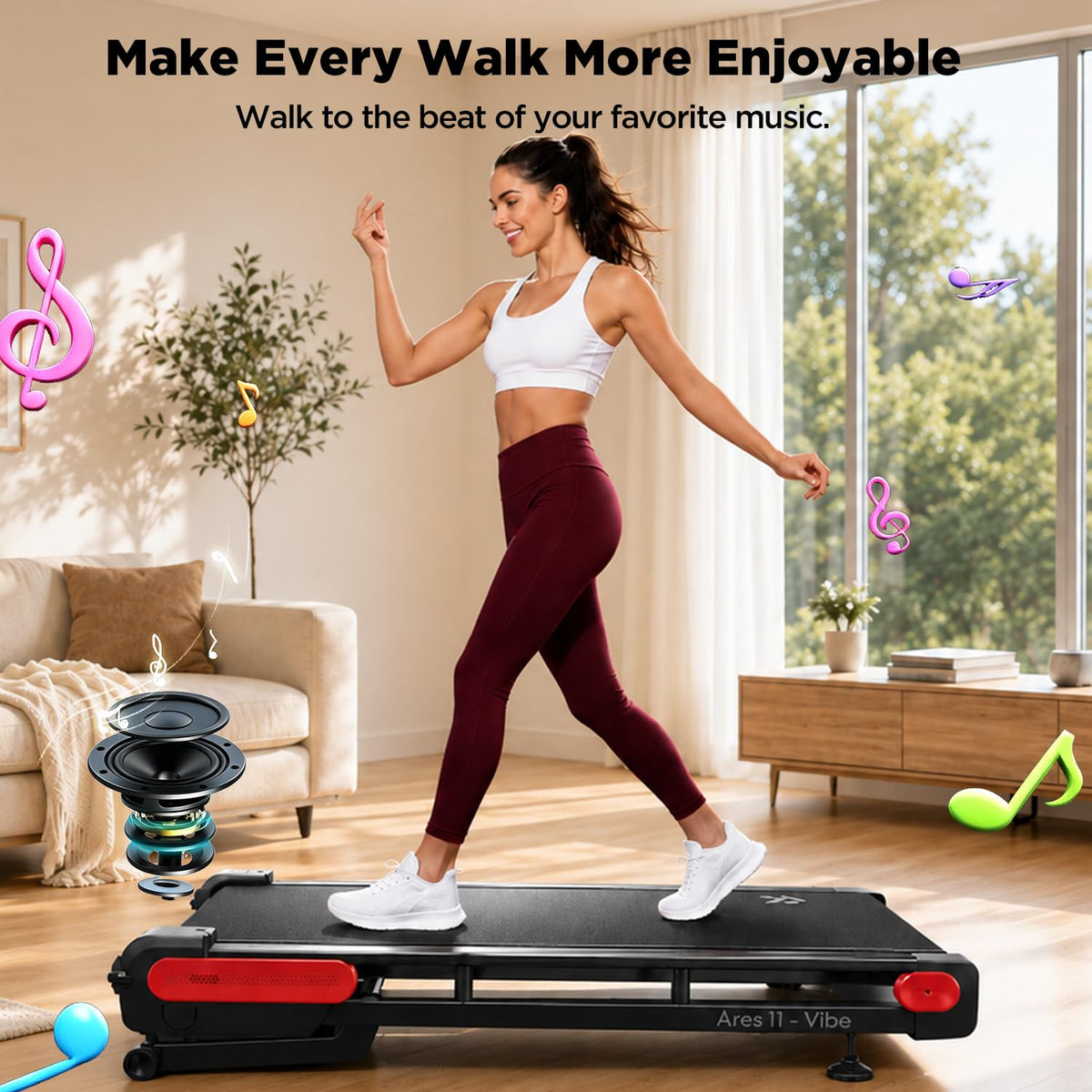 Jogwell Walking Pad with 15% Auto Incline, Full-Deck Design
