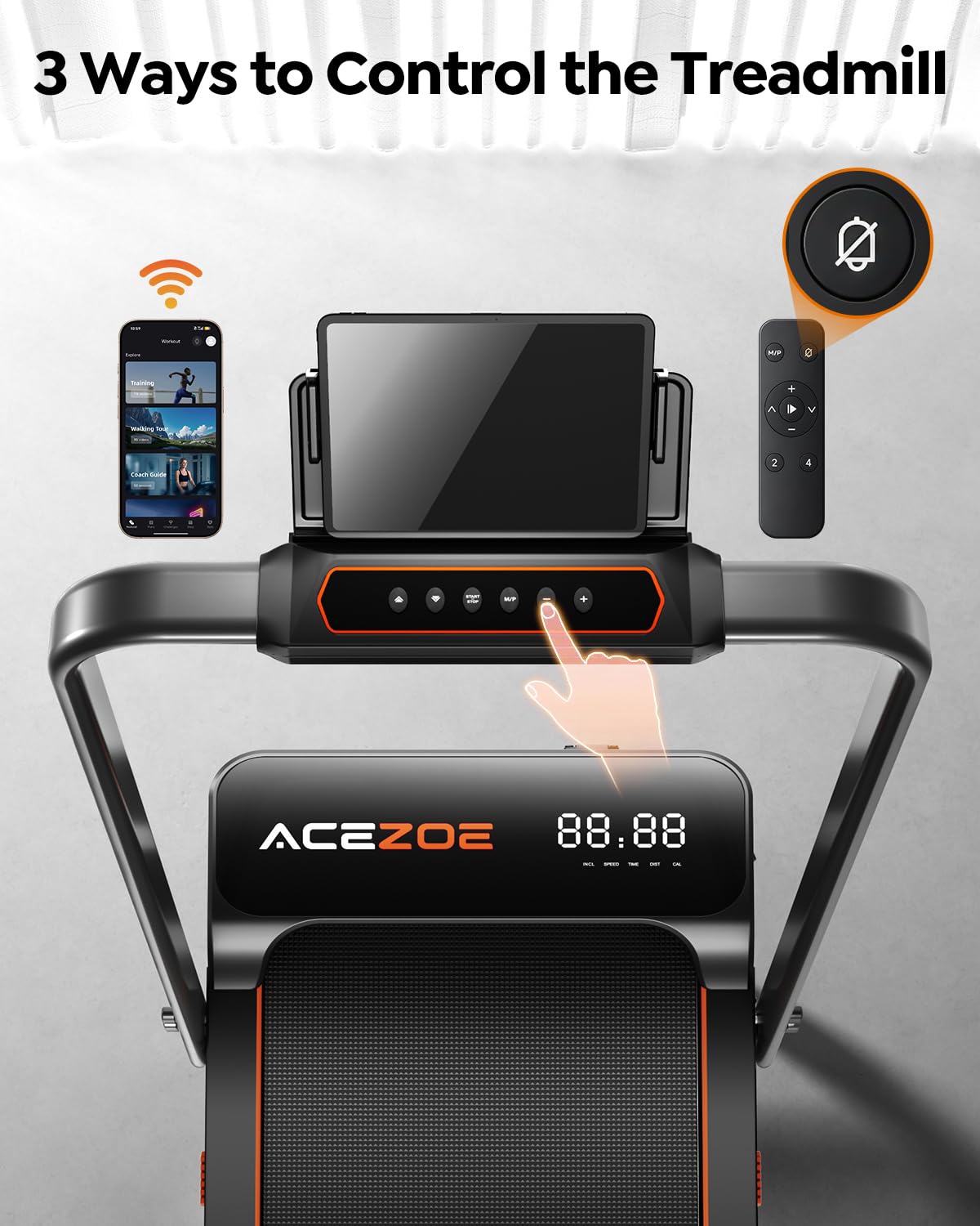 Folding Treadmill with 15% AUTO Incline and Handle Bar for Home Exercise