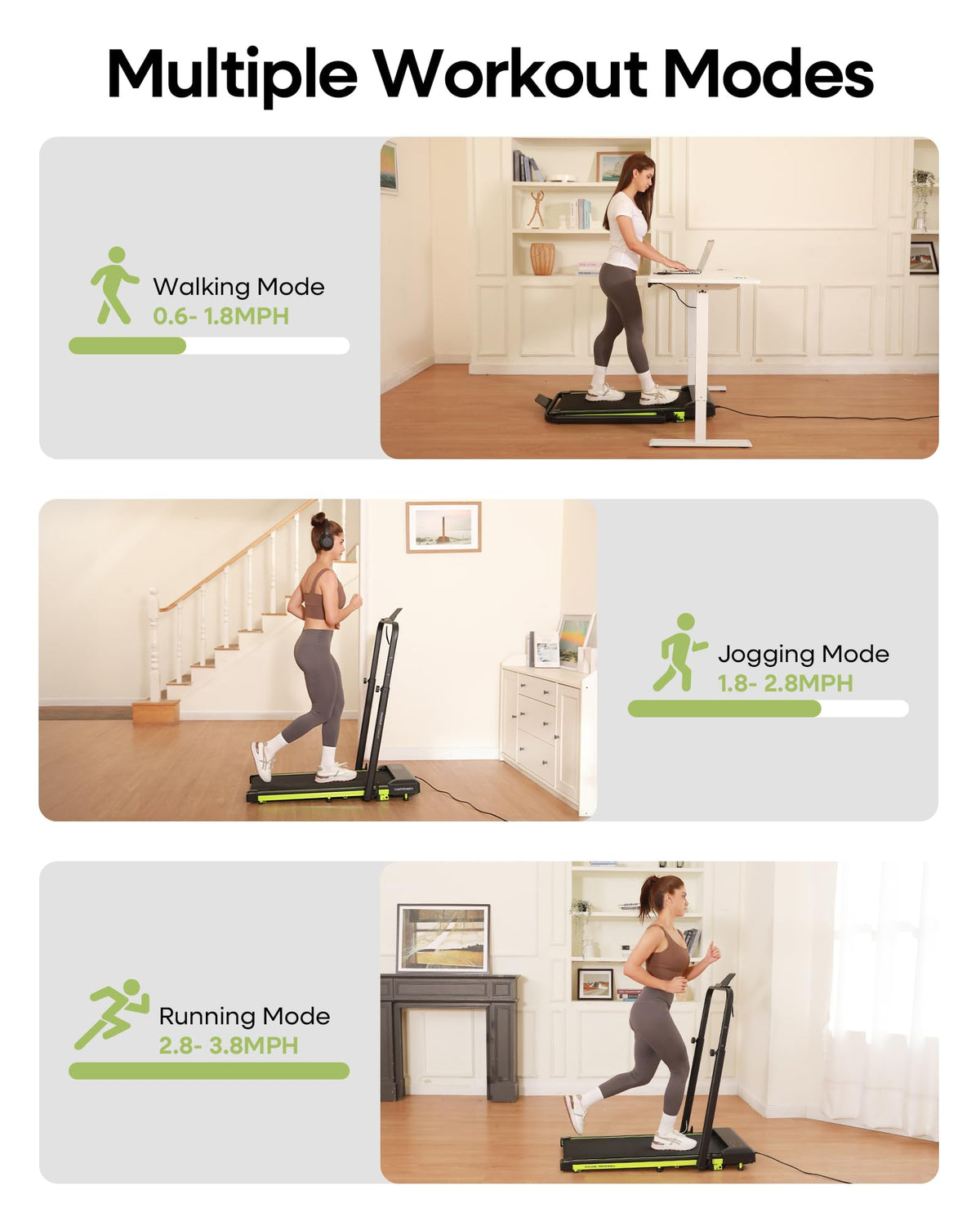 HADMAX Walking Pad Treadmill with Incline and Height Adjustable Handle Bar