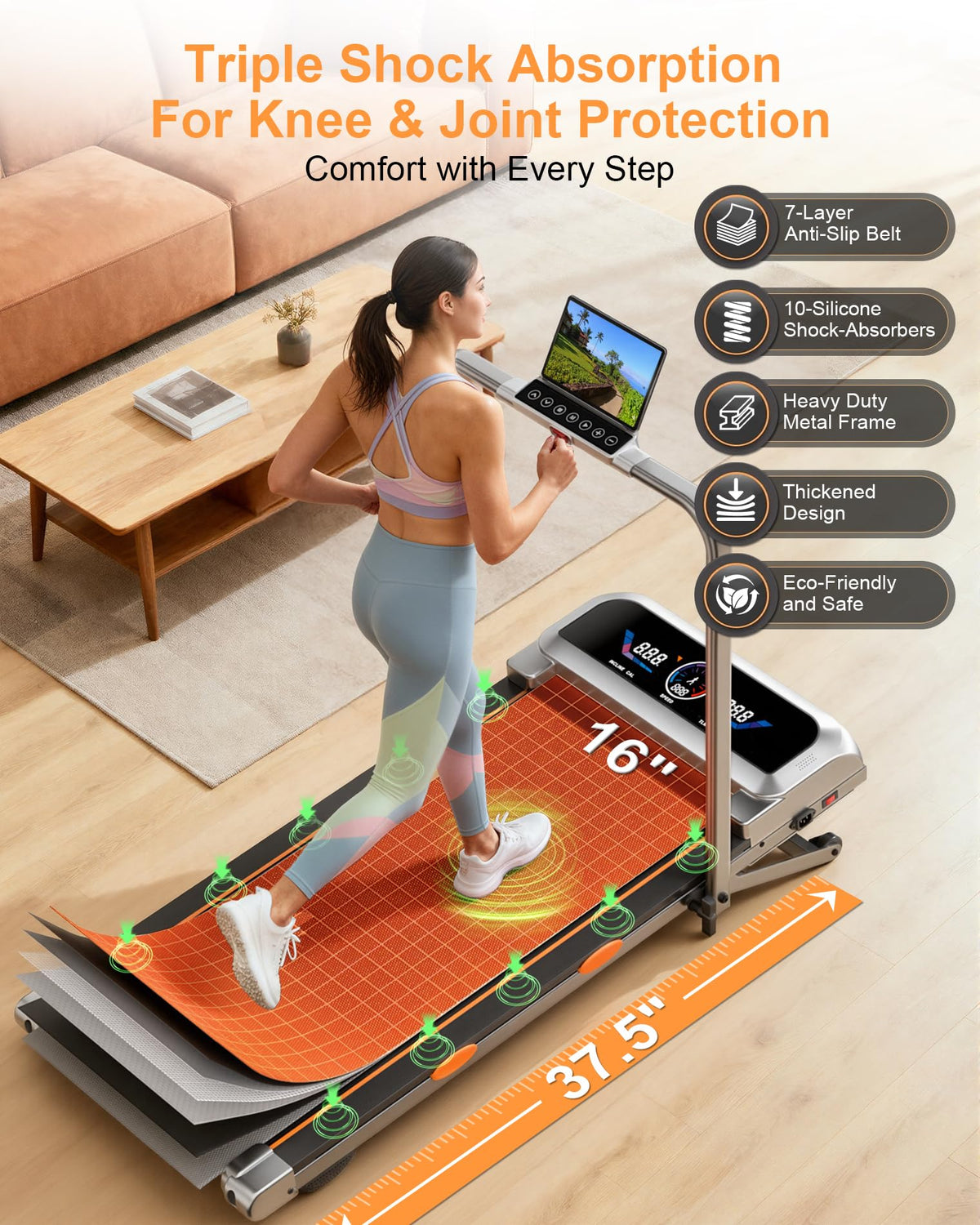 Walking Pad with 15% 12-Level Auto Incline & Handle Bar, 450 lbs Capacity UI Screen, Rayspace 3.5HP Quiet Under Desk Treadmill, Speaker, APP & Remote Control, Treadmills for Home Hiking